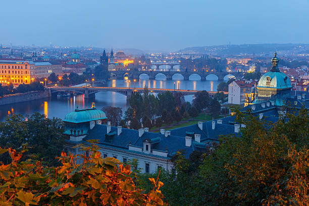 istock Aerial view over the Vltava River in Prague 518895375