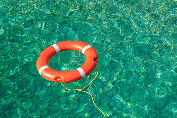 istock Life buoy for safety at sea 518896235