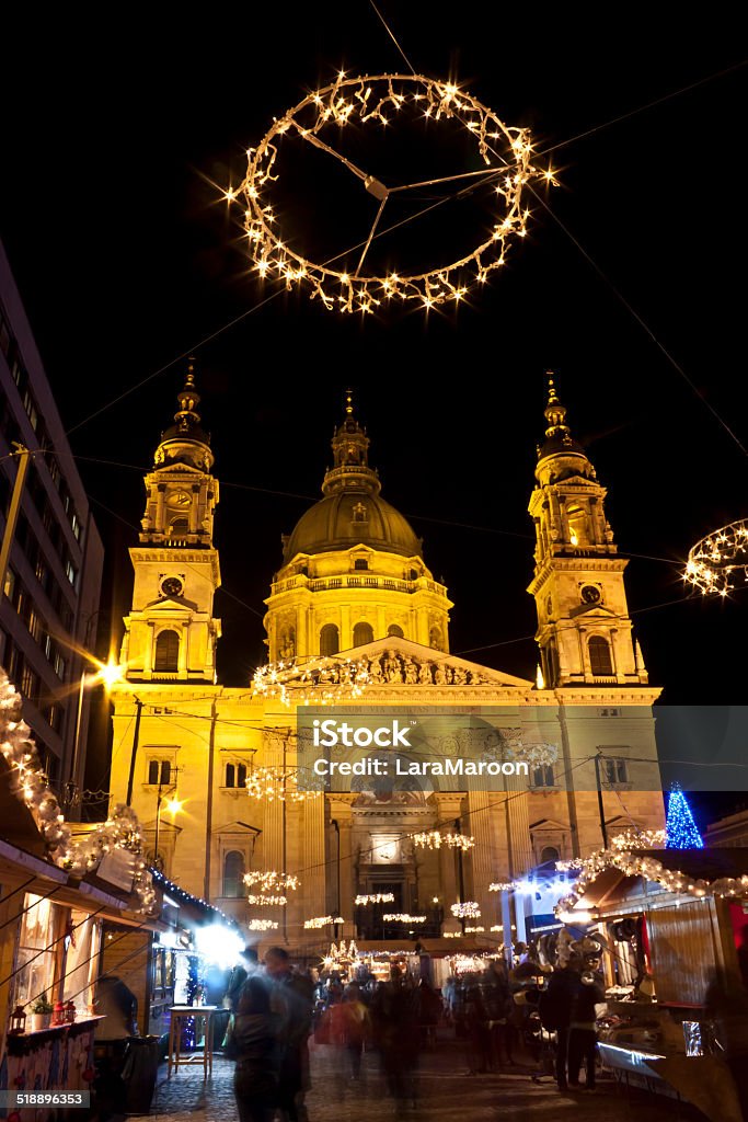 Christmas fair before the Basilica Square at christmastime Christmas fair before the Basilica Square at christmastime in Budapest Budapest Stock Photo