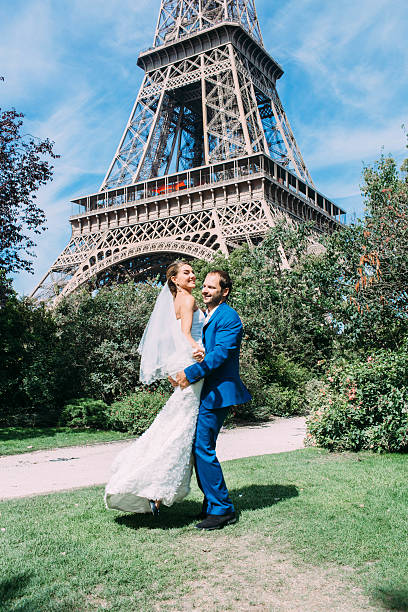 istock Happy bride and groom enjoying their wedding in Paris 518897470