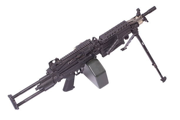 istock modern M249 us army machine gun isolated on white 518897503