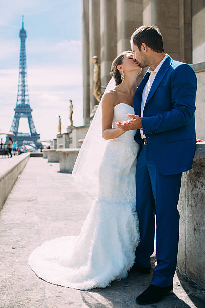 istock Happy bride and groom enjoying their wedding in Paris 518897864