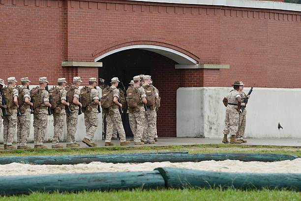 us marine corps basic training - parris island bildbanksfoton och bilder