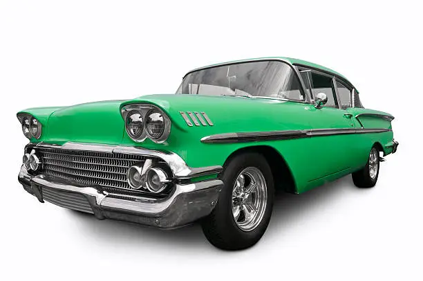 A classic American Chevrolet from 1958. Clipping Path on Vehicle. All logos removed.