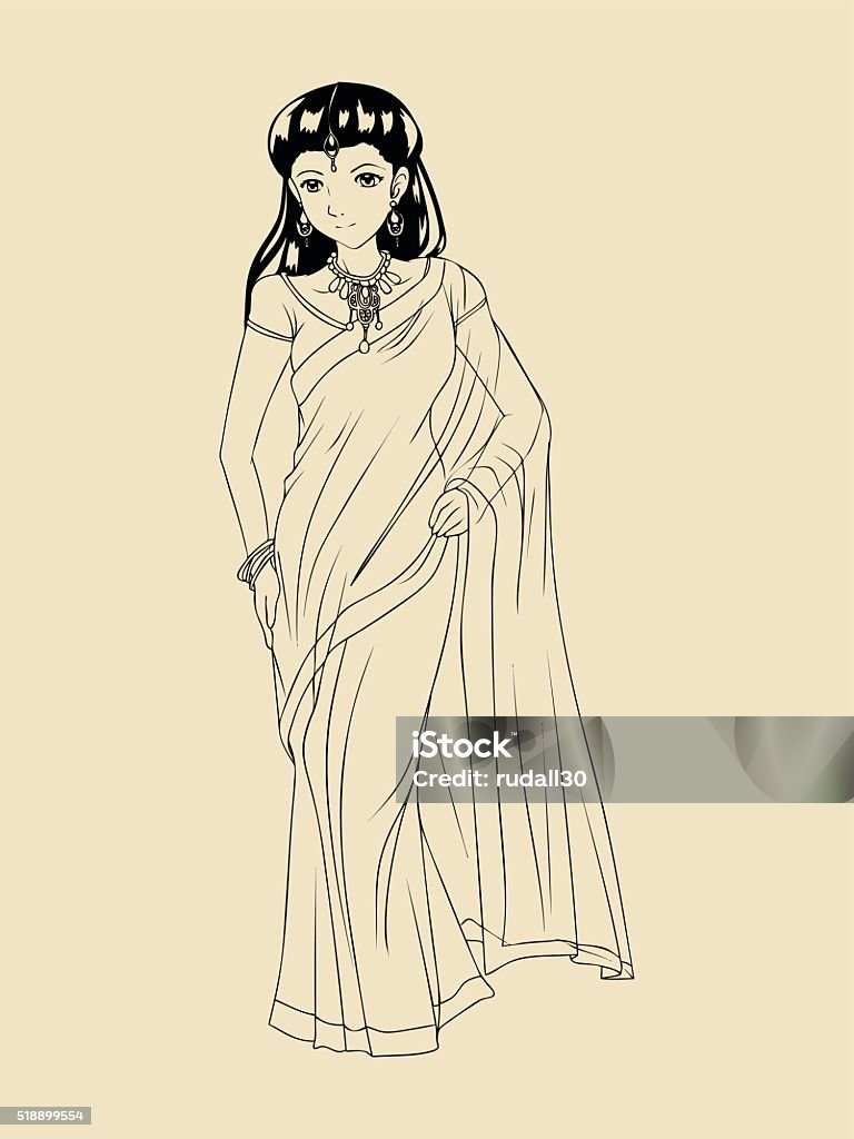 인도의 사리 전통 의상 여자에 대한 스톡 벡터 아트 및 기타 이미지 - 여자, 의류, 정장 - Istock