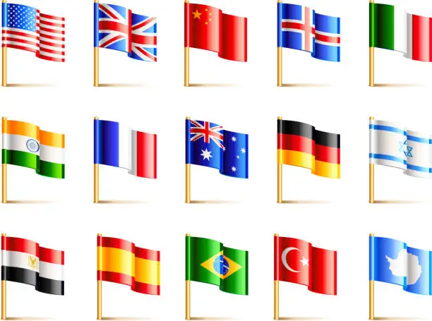 Vector illustration of World countries flags icons vector set