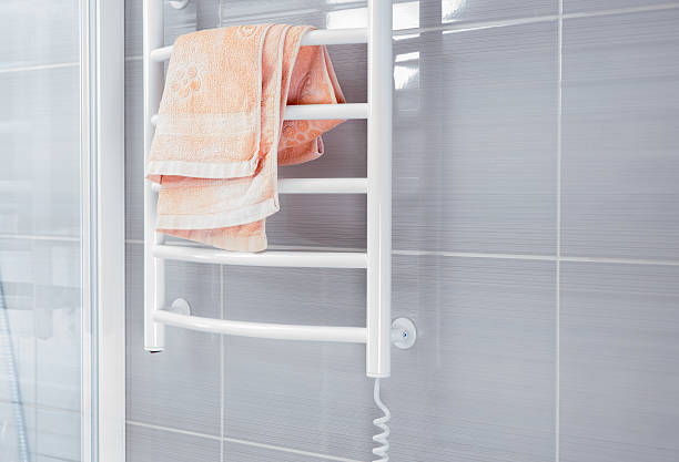 istock Shower wall with towel warming rack 518903026
