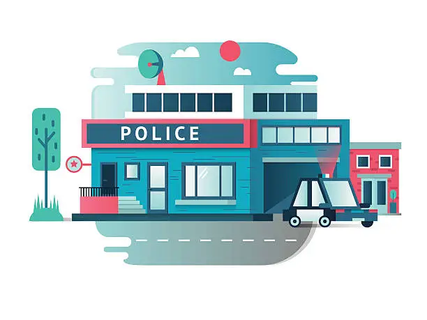 Vector illustration of Building of the Police Department