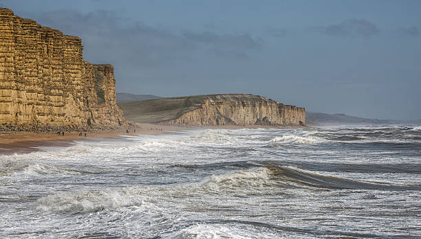 Stormy seas. Stormy seas at Freshwater in West Dorset on the Jurassic Coast. jurassic coast world heritage site stock pictures, royalty-free photos & images