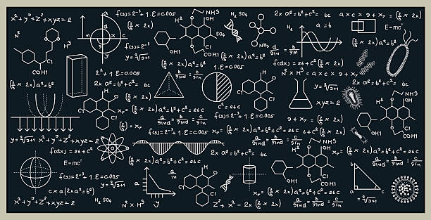 ilustraciones, imágenes clip art, dibujos animados e iconos de stock de pizarra - mathematics mathematical symbol blackboard formula