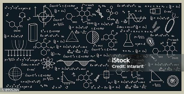 Blackboard Stock Illustration - Download Image Now - Science, Backgrounds, Mathematical Formula