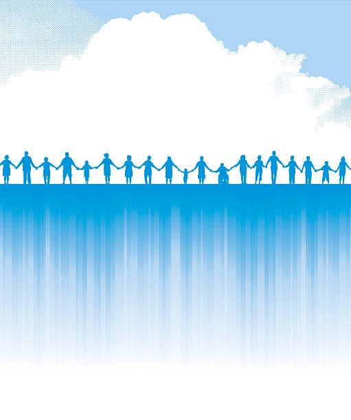 Holding Hands - Teamwork Success Background Holding Hands - Teamwork Success Background. Tight graphic silhouette background of a line of people holding hands. Check out my “Holding Hands” light box for more. line of people holding hands stock illustrations