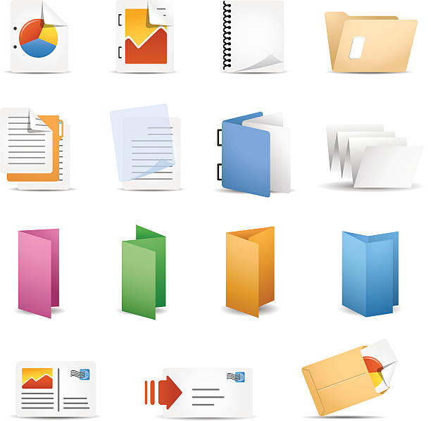 Printing Icons Set of vector icons about elements used in a digital print shop. -eps8- perforated paper pictures stock illustrations