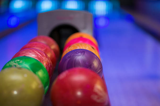 Close up of bowling balls stock photo