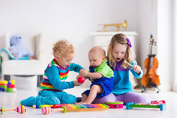 Music For Kids Children With Instruments Stock Photo - Download