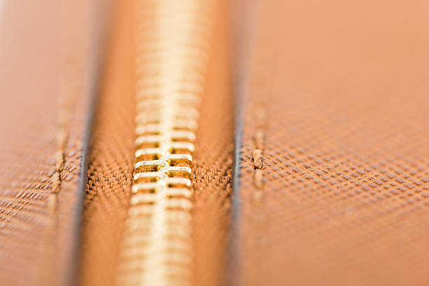 Closeup of a leather handbag latch