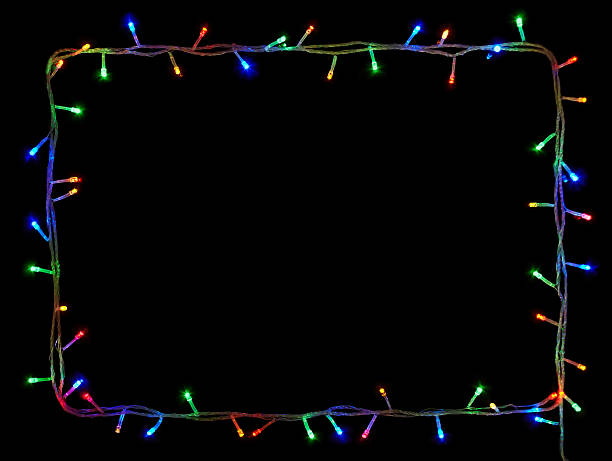 Christmas lights frame stock photo