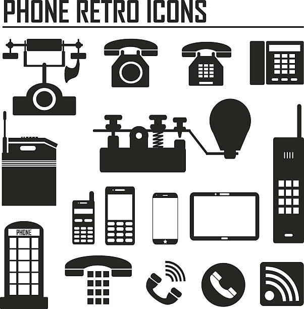 evolution von telefon und kommunikation symbol vektor-illustration. - wireless telegraphy stock-grafiken, -clipart, -cartoons und -symbole