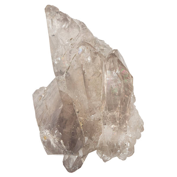 istock Cluster of small quartz crystals macro isolated on white 518912996