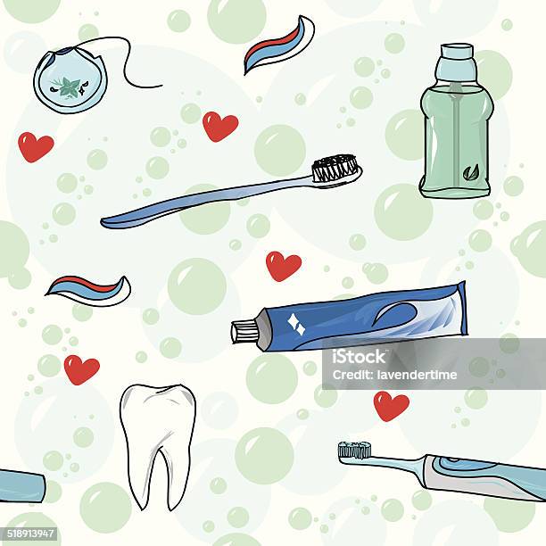 Tooth Care With Love Seamless Vector Pattern Stock Illustration - Download Image Now - Backgrounds, Blue, Care