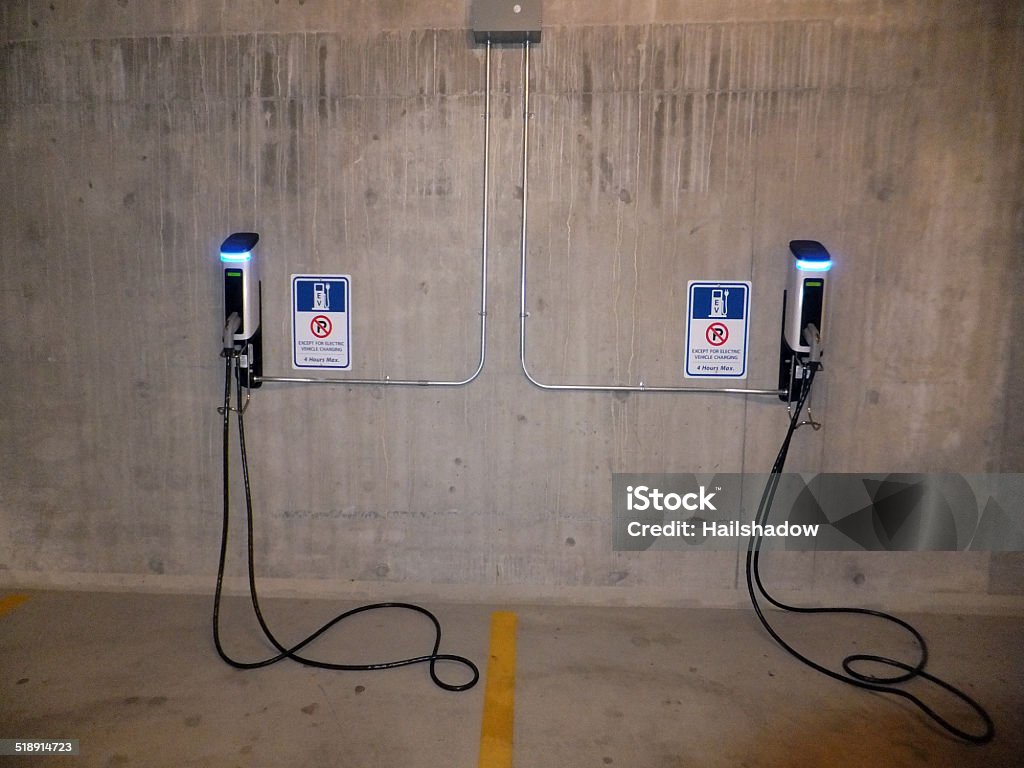 Electric Car Charging Station Alternative Fuel Vehicle Stock Photo