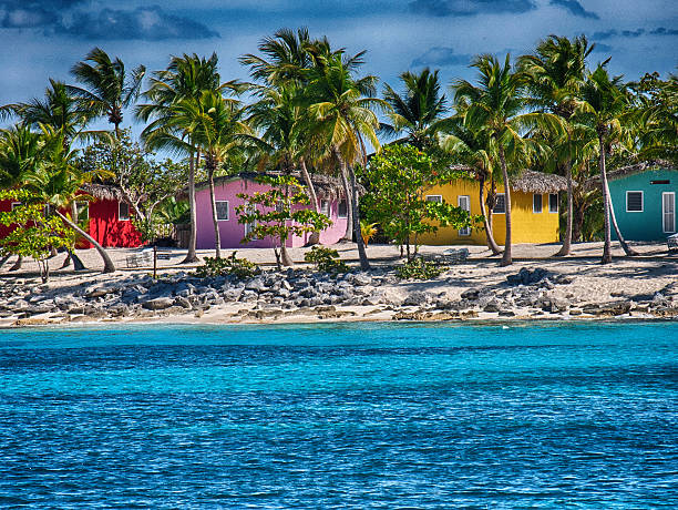 istock Caribbean Beach with quintessential colorful homes 518915399