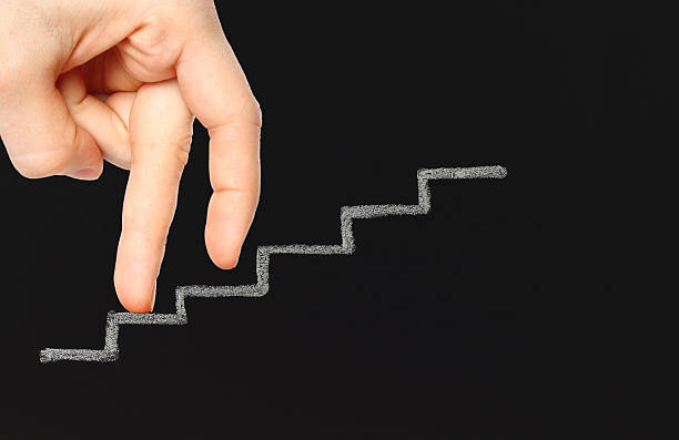 istock Fingers on chalk stairs 518916031