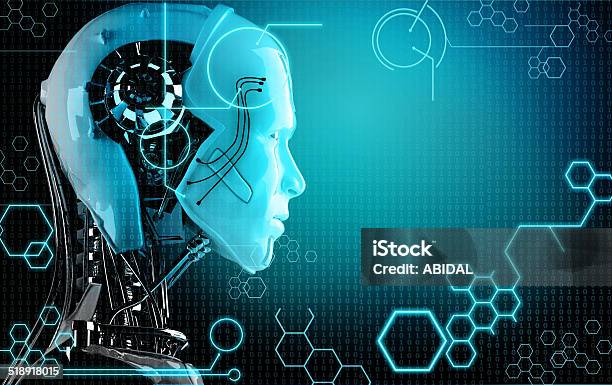 Computer Robot Background Stock Photo - Download Image Now - Profile View, Steel, Adult