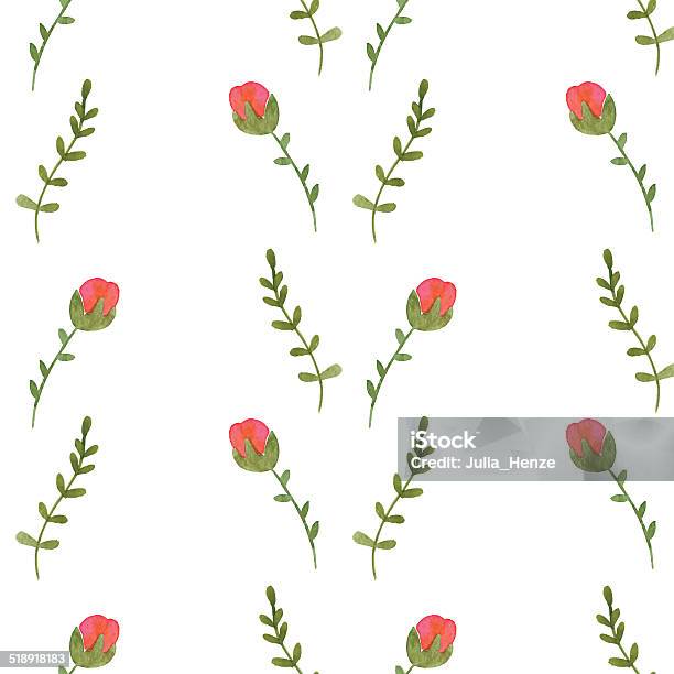 Watercolor Seamless Pattern With Roses Stock Illustration - Download Image Now - Art, Art And Craft, Backgrounds