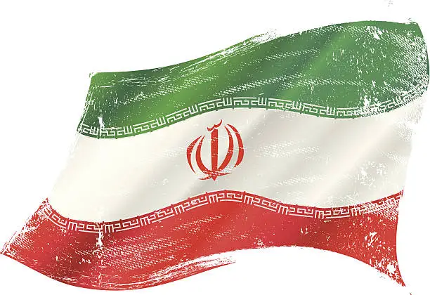 Vector illustration of waving iranian grunge flag