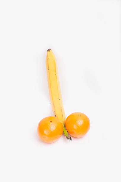 Model copy of the male reproductive system (banana & oranges) 