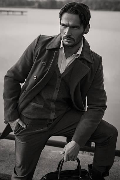 istock Black and white photo of handsome man 518927655