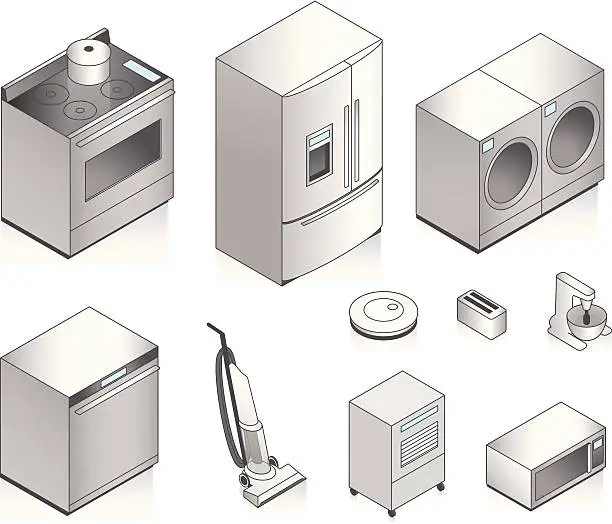 Vector illustration of Isometric Appliances Illustration