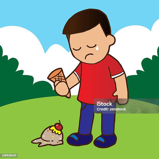 The Boy Regretted The Ice Cream Falling Stock Illustration - Download Image Now - Eating, Falling, Ice Cream