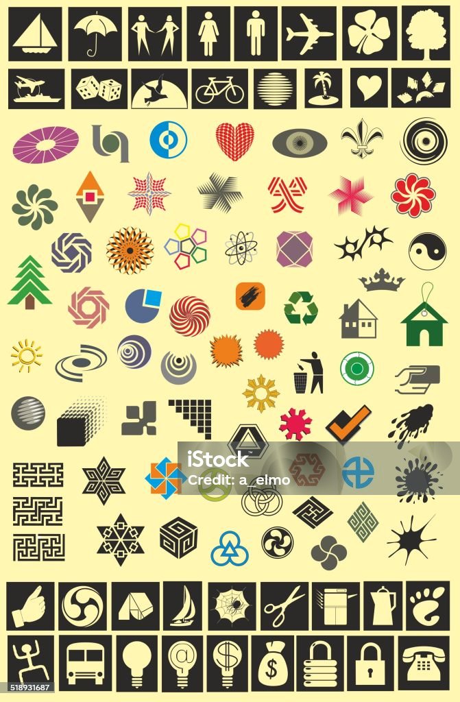Vector Graphics Simple Simbols Set Of Various Vector Elements Symbols Shapes For Design Stock ...
