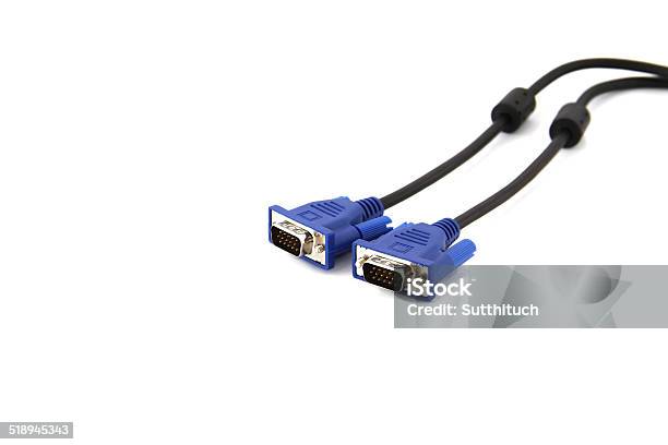 Blue Vga Cables Stock Photo - Download Image Now - Black Color, Blue, Close-up