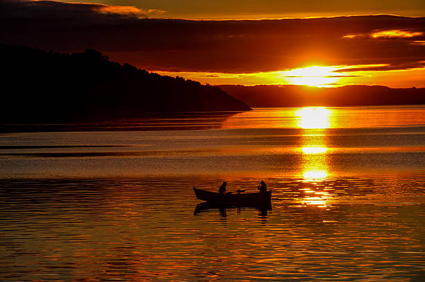 istock Sunset on Villarrica's lake from Pucon's Beach, Chile 518945425