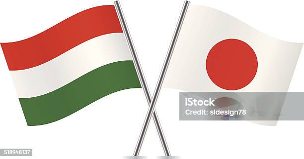 Hungarian And Japanese Flags Vector Stock Illustration - Download Image Now - Curve, Cut Out, Flag
