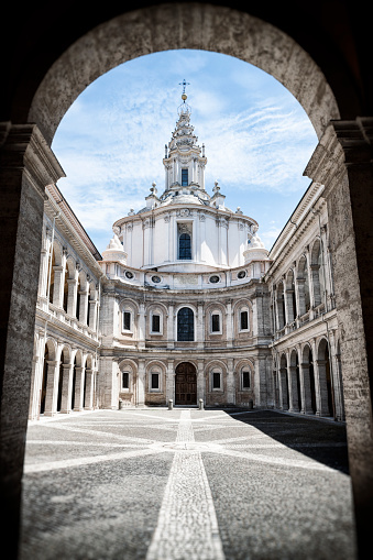 Sant'Ivo alla Sapienza (Church of Saint Yves at La Sapienza) in Rome, Italy. Built in the 17th century it is a masterpiece of Roman Baroque architecture. 