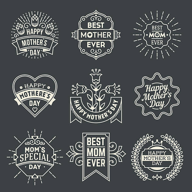 ilustrações, clipart, desenhos animados e ícones de dia das mães. projeto retrô insígnias logotipos série. - mothers day frame flower single flower