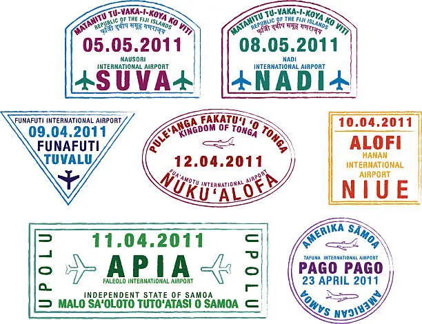 Vector illustration of Plane Passport Stamps