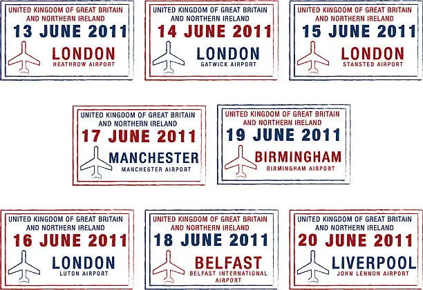 Vector illustration of Plane Passport Stamps