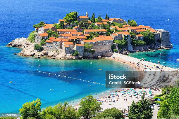 Sveti Stefan Montenegro Stock Photo - Download Image Now - Montenegro, Budva, Croatia