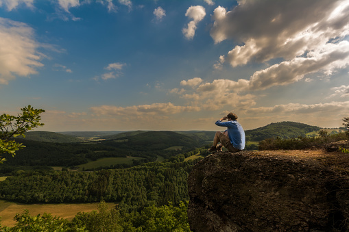 A view over the Eifel, near the city called Nideggen. Sitting on the bund sandstone mountains.