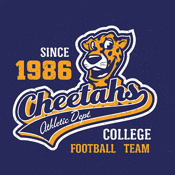 Vector illustration of Vintage cheetahs apparel design