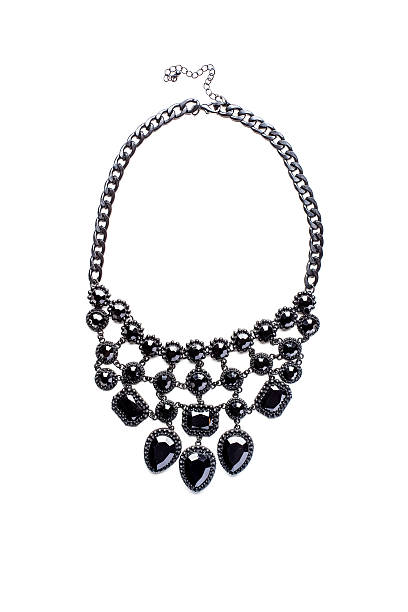 istock Necklace on chain with black beads 518951856