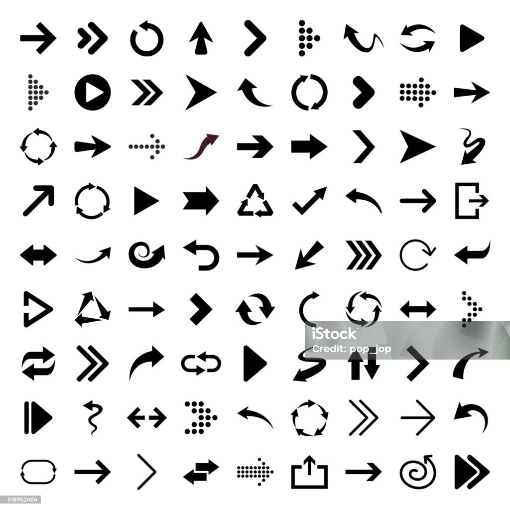 Arrow icons - Illustration Vector illustration of different arrows. Black and white. Arrow Symbol stock vector