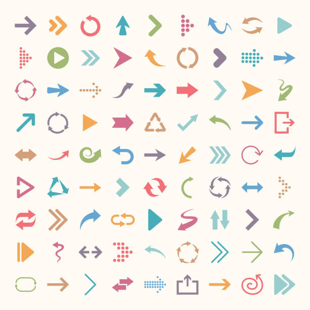 Arrow icons - Illustration Vector illustration of different arrows. Low saturation color.  refresh button on keyboard stock illustrations