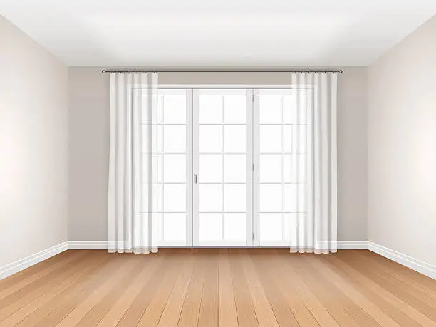 Vector illustration of empty room with big window