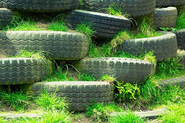 istock Climbing wall of tyres 518958014